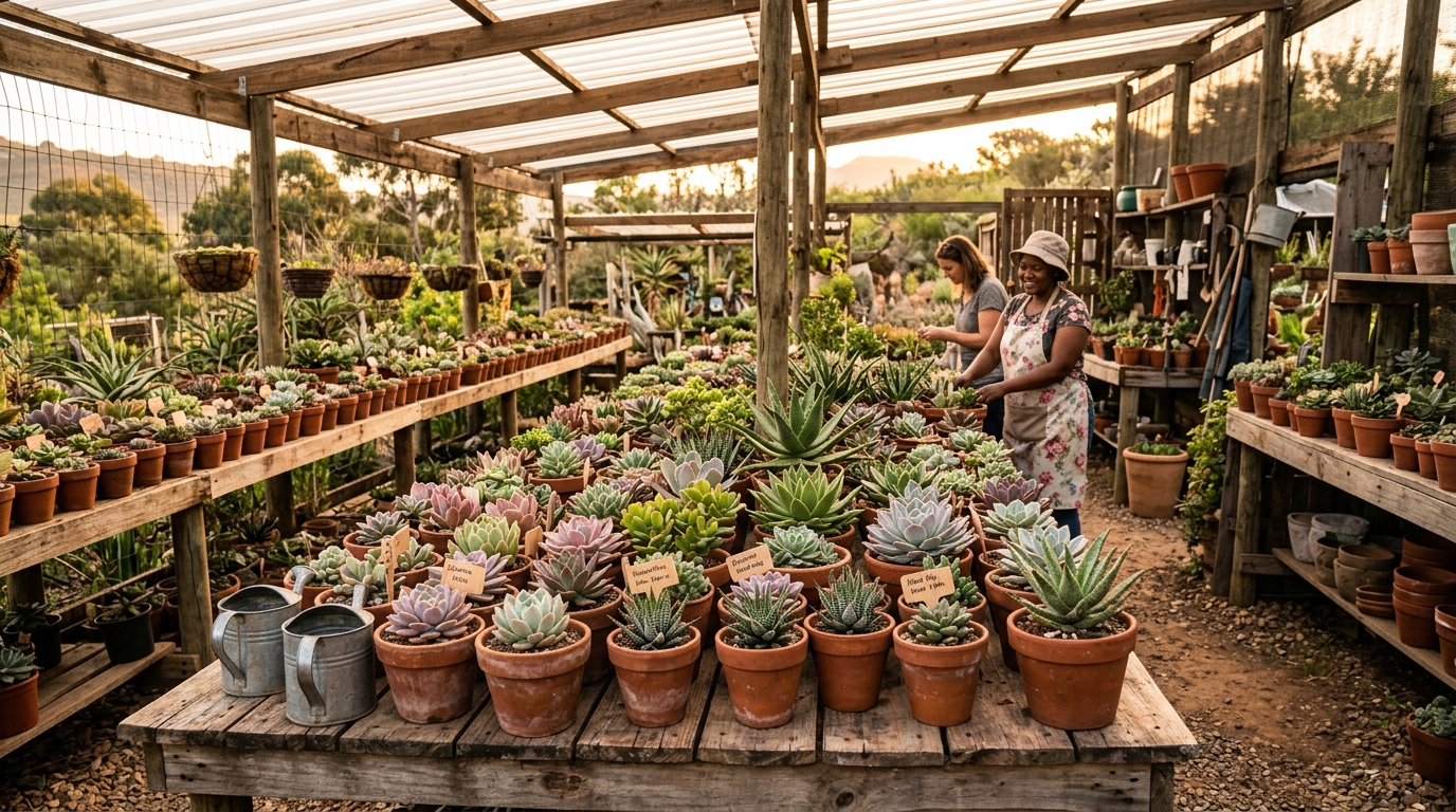 Vaal Succulents Nursery greenhouse background